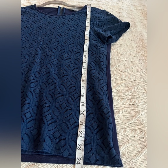 Market & Spruce Rich Navy Blouse, Sheer Short Sleeve Women’s Size Small - Picture 12 of 15
